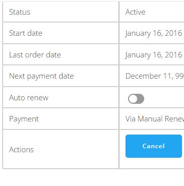 Cancel Subscription button