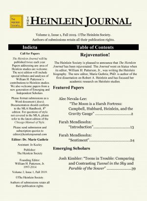 The Heinlein Journal--Issue # 25 (2.1) Fall 2019 - 43 pages