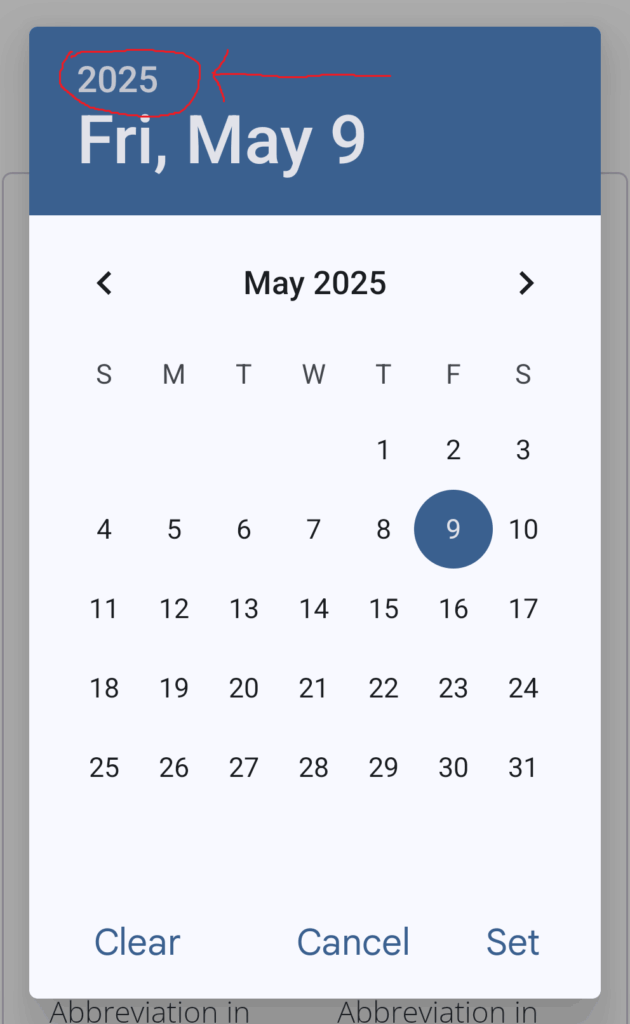 Initial date setting for date of birth on Android